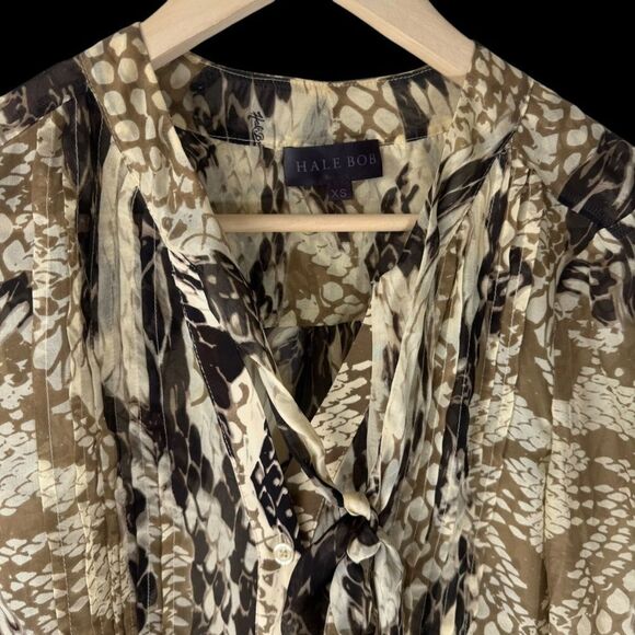 Hale Bob 100% Silk Chiffon Self Tie Blouse Sz XS - Picture 3 of 7